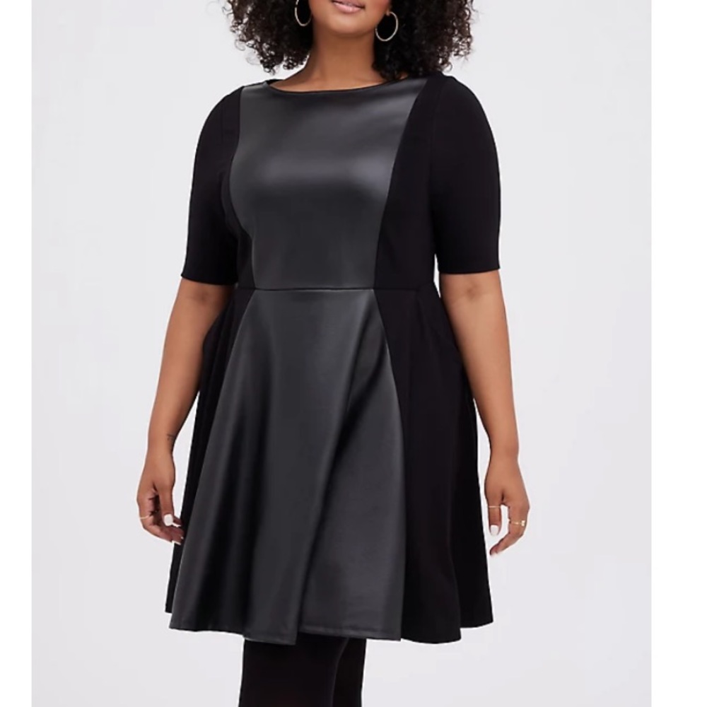 TORRID NWT SKATER DRESS - LUXE PONTE COATED BLACK
